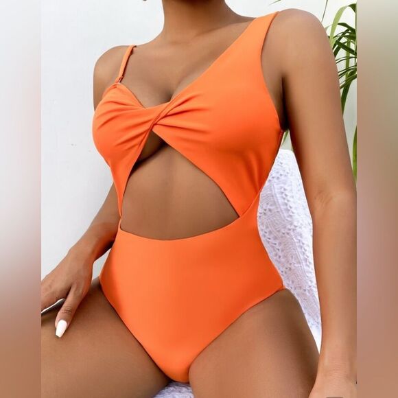 One-Shoulder Orange Swimsuit - Picture 1 of 4